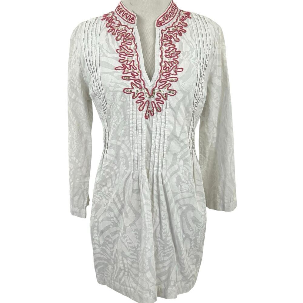 Lilly Pulitzer White Embroidered Resort Tunic Small